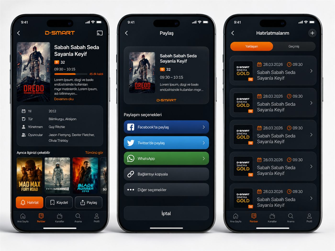 D-Smart iOS — Detay, Paylaş ve Hatırlatma
