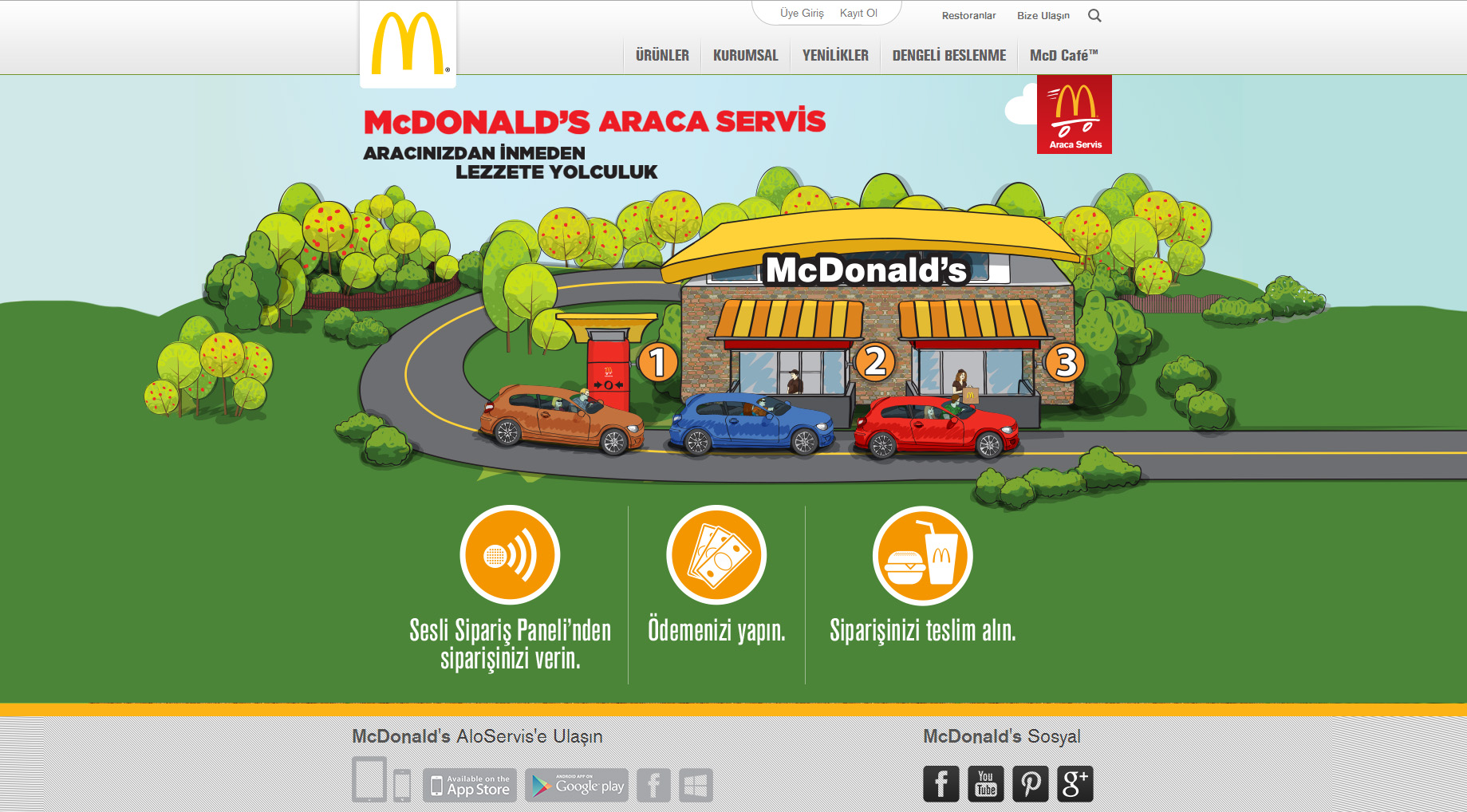 Orijinal McDonald's Araca Servis sayfası