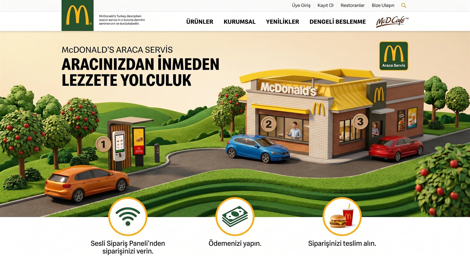 AI ile yeniden tasarlanan McDonald's Araca Servis sayfası
