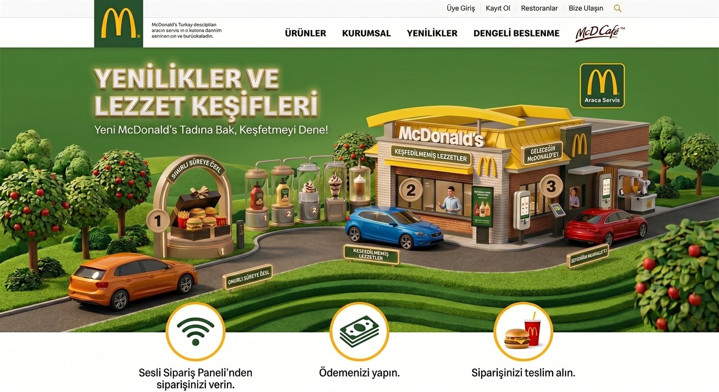 McDonald's — Yenilikler ve Lezzet Keşifleri durağan AI görseli